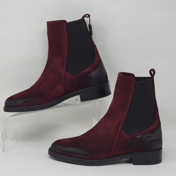 Emanuele Crasto Women's Mid Calf Burgundy Leather Boots Made In Italy Sz 37 New - Picture 2 of 12